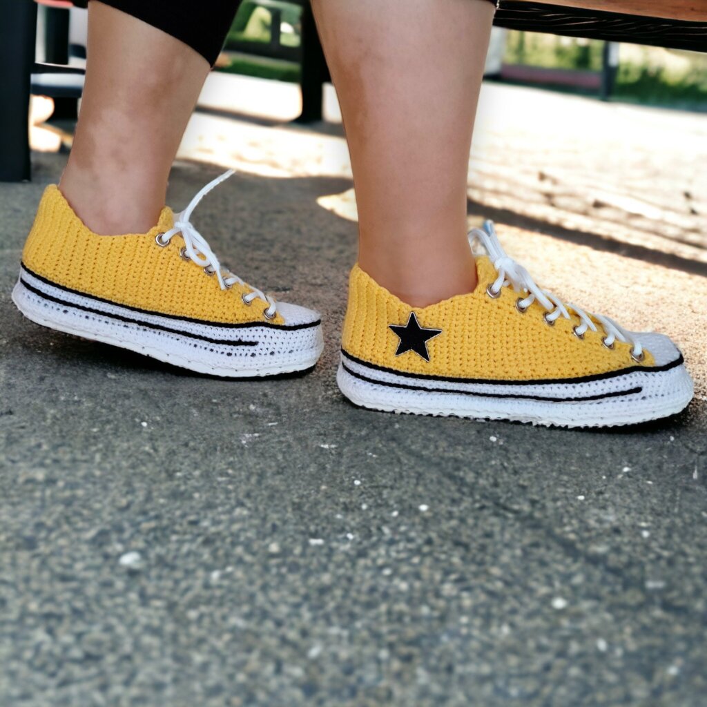Handmade Yellow Sneakers Art - view 3