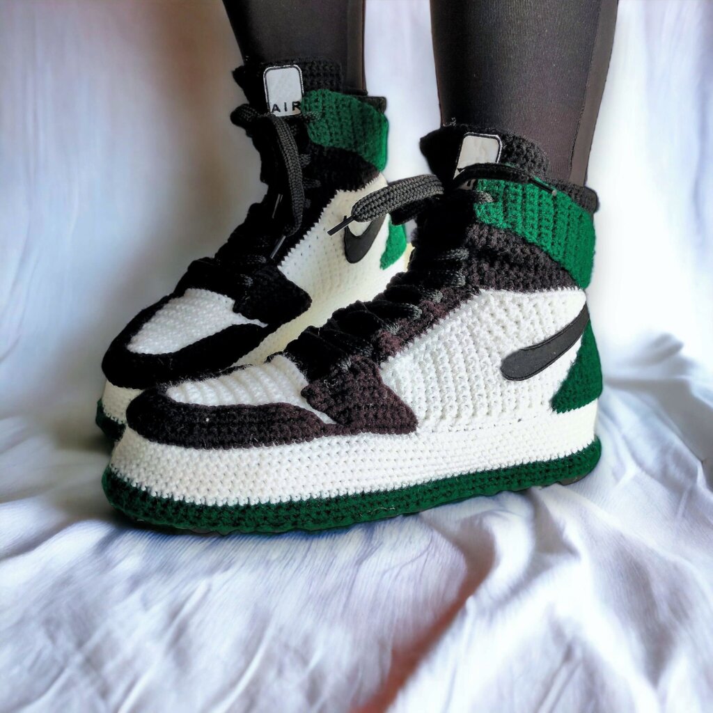 Emerald Green Crochet Slippers - view 3