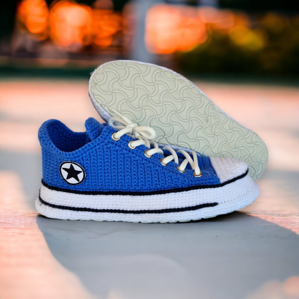 Custom Blue Crochet Sneakers - view 4