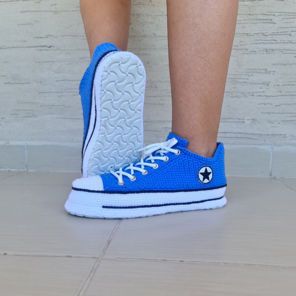 Custom Blue Crochet Sneakers - view 5