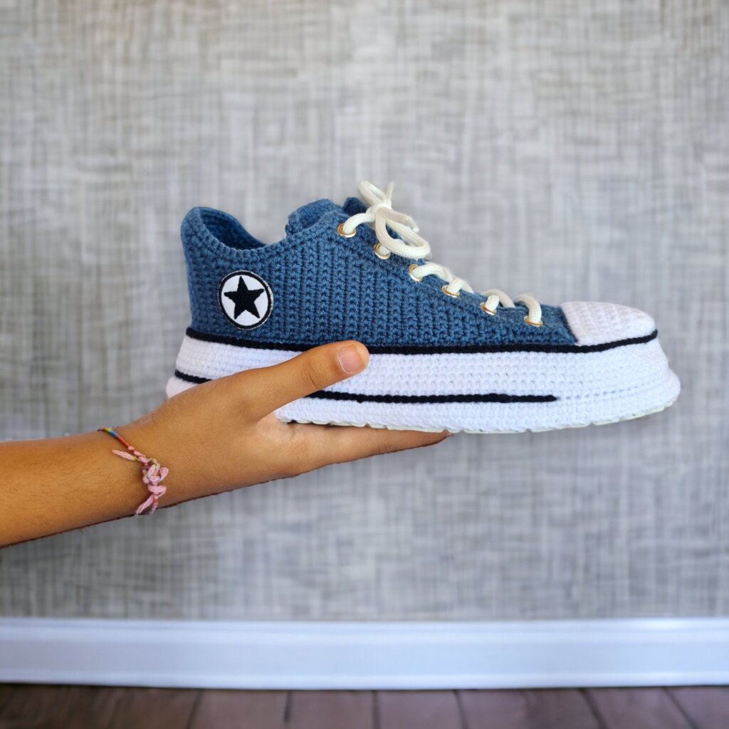 Navy Blue Crochet Sneakers - view 5