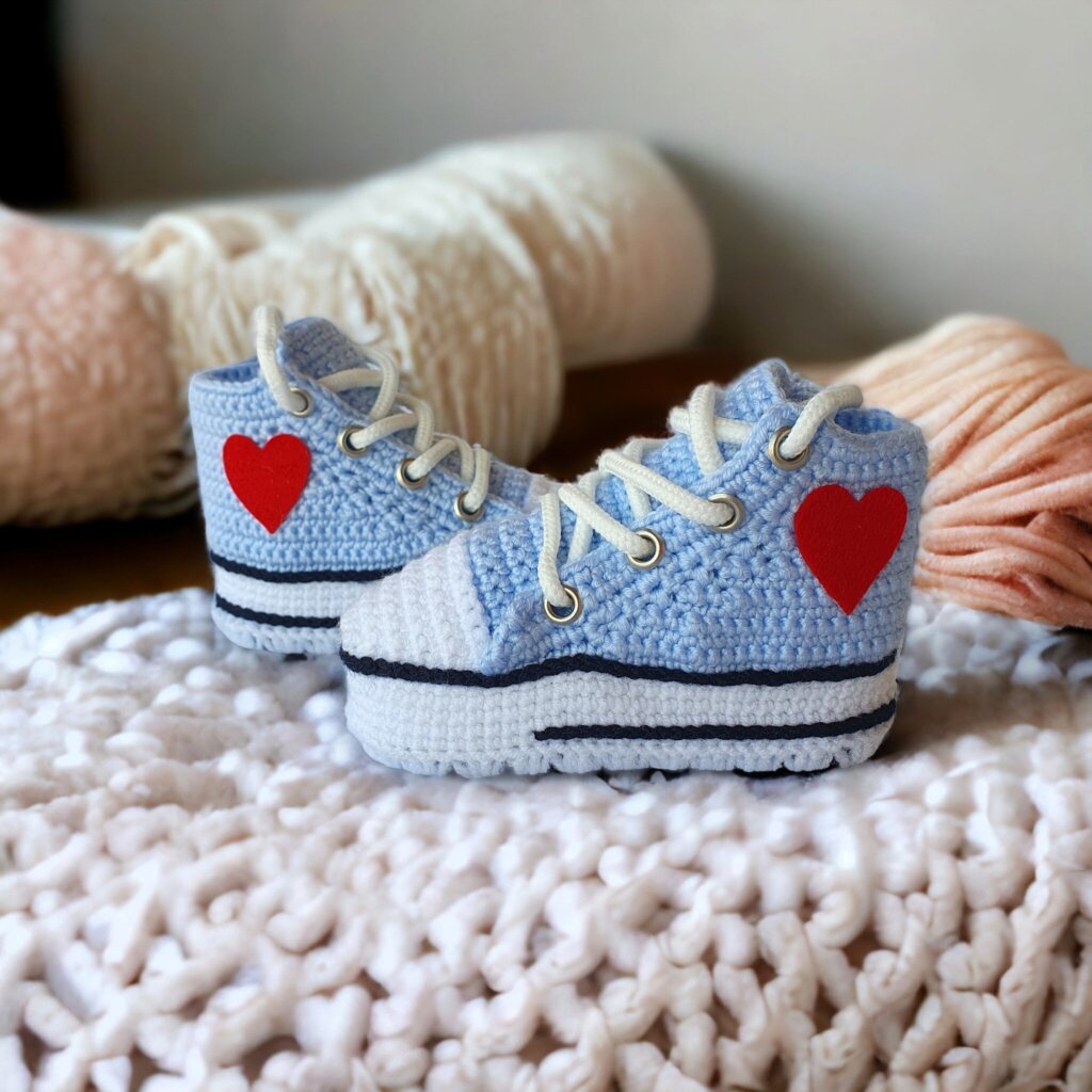 Crochet Baby Booties Sneaker Style - view 3