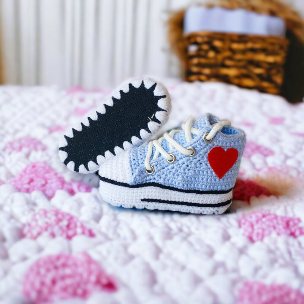 Crochet Baby Booties Sneaker Style - view 5