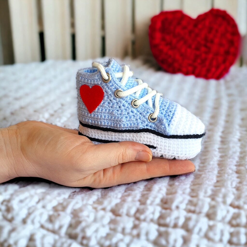 Crochet Baby Booties Sneaker Style - view 2