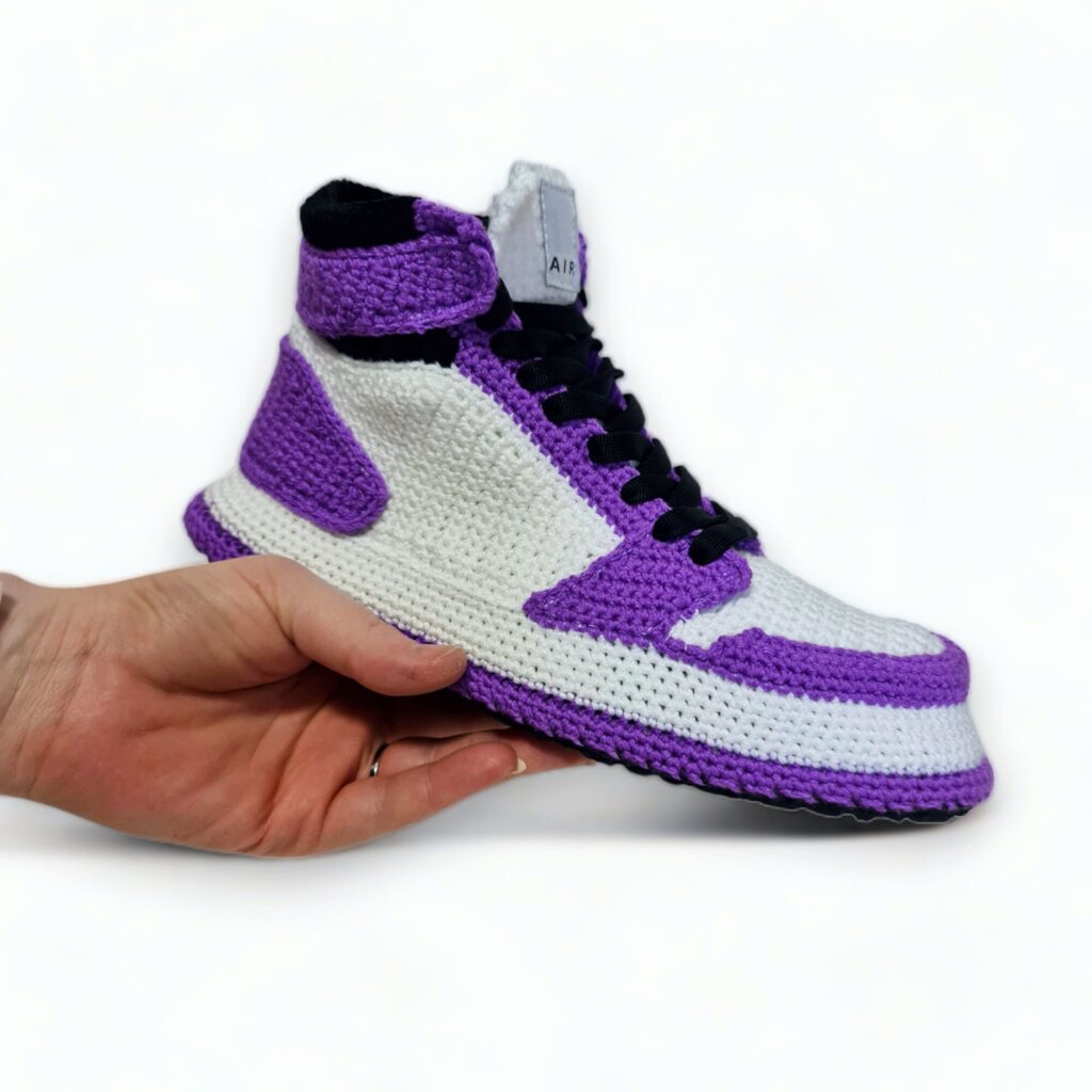 Purple Crochet Sneaker Slippers - view 2