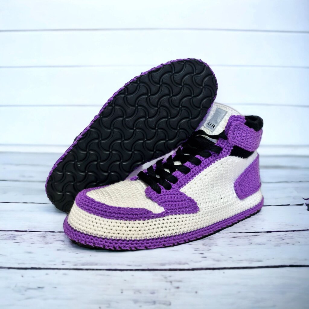 Purple Crochet Sneaker Slippers - view 4