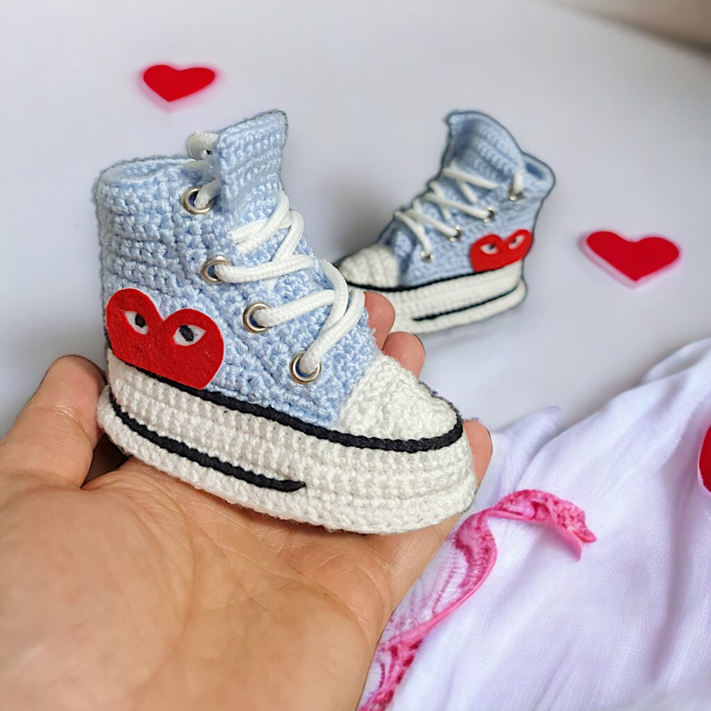 Baby Blue Crochet Converse Booties - view 3