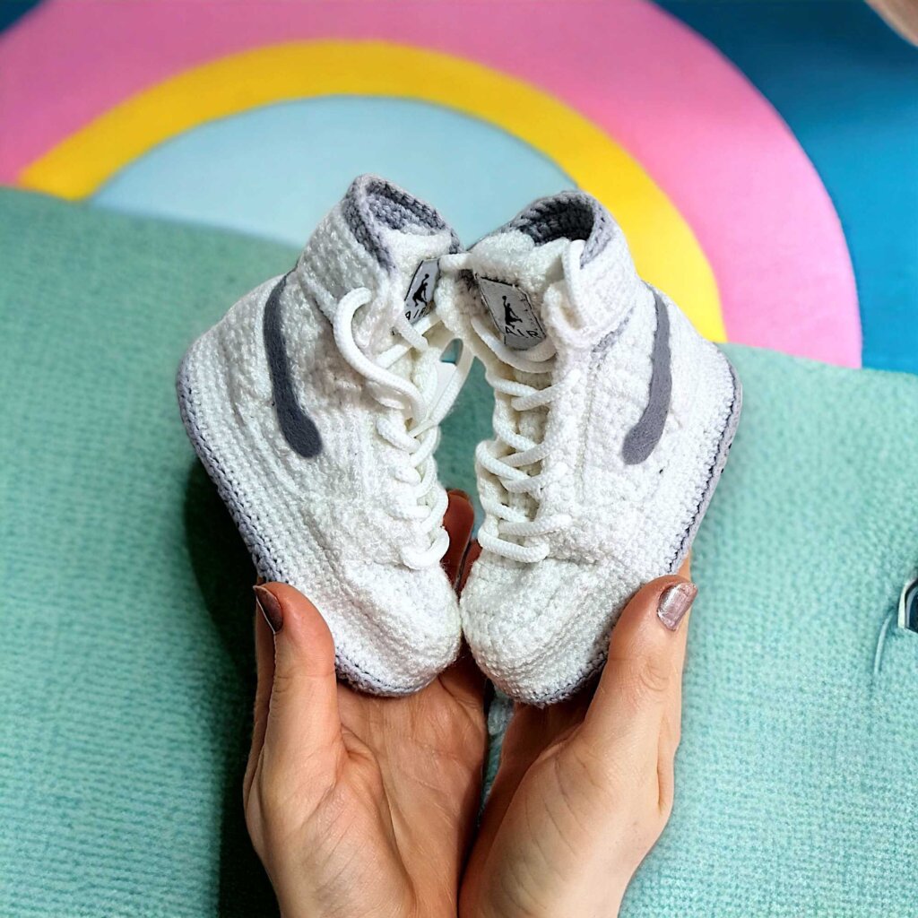 Handmade Crochet Baby Basketball Sneaker Booties - view 2