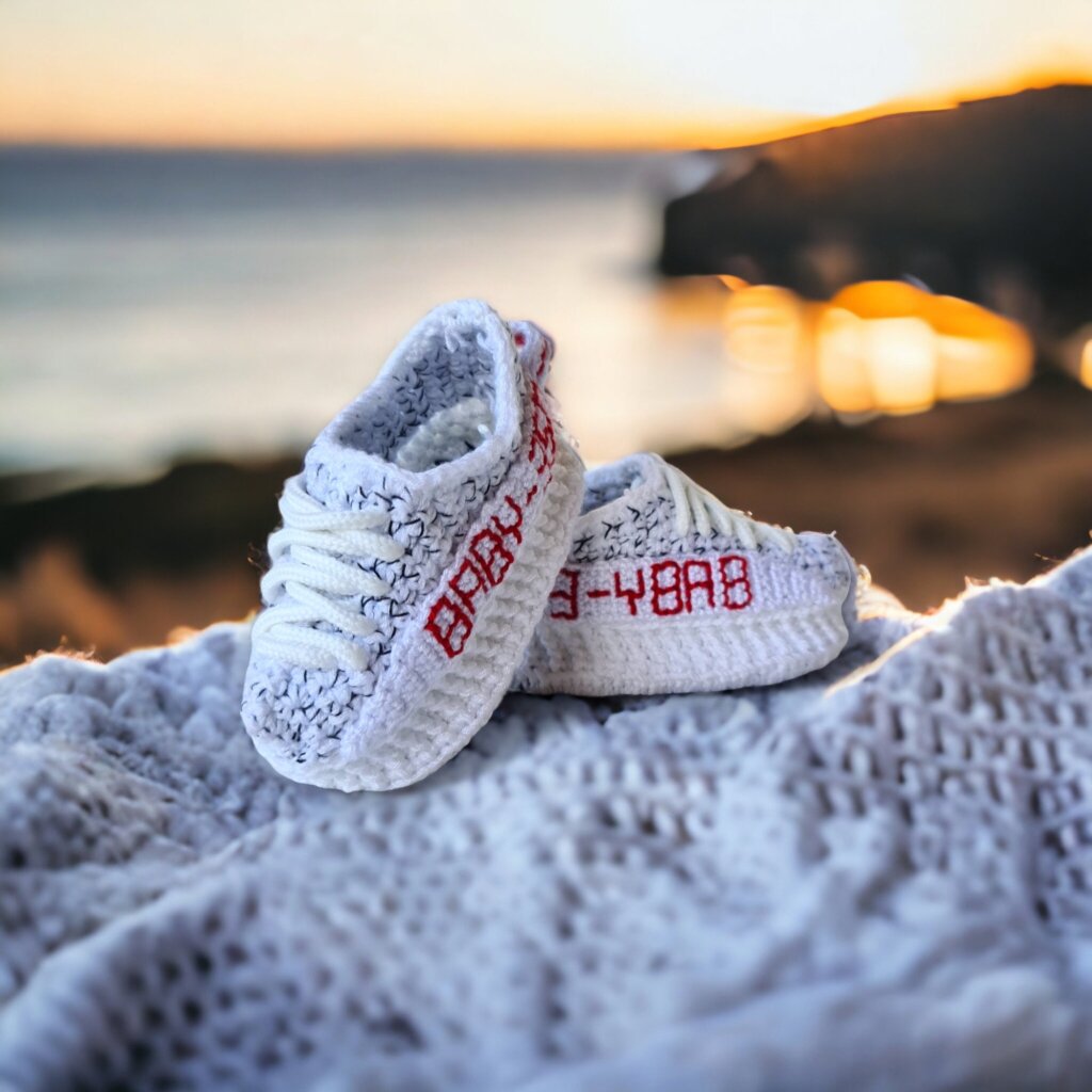 Custom Knit Baby Crochet Sneakers Booties - view 4 Custom Knit Baby Crochet Sneakers Booties - view 4