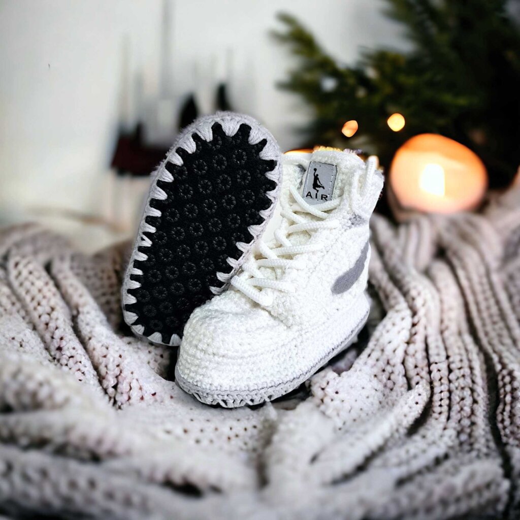 Handmade Crochet Baby Basketball Sneaker Booties - view 3