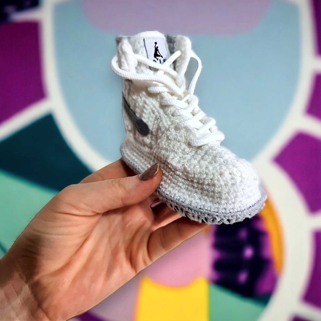 Handmade Crochet Baby Basketball Sneaker Booties - view 4