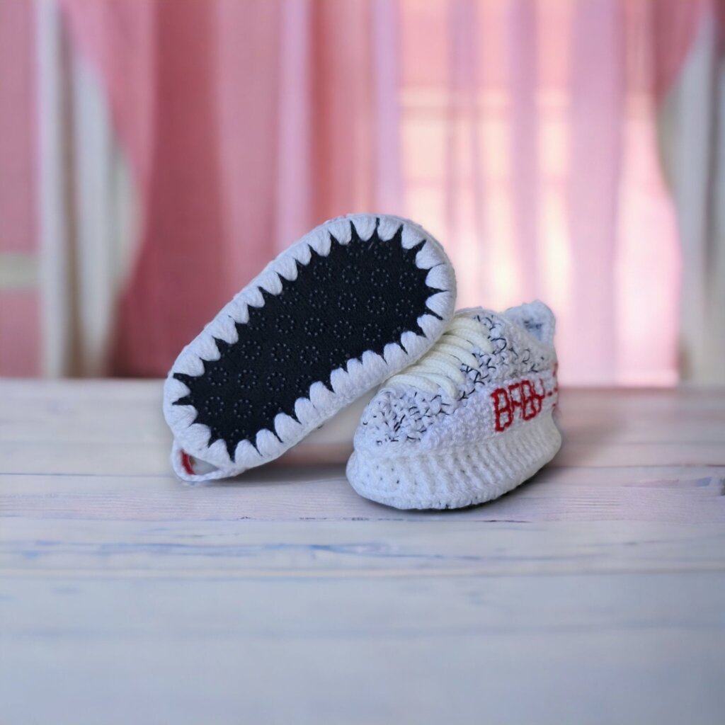 Custom Knit Baby Crochet Sneakers Booties - view 5 Custom Knit Baby Crochet Sneakers Booties - view 5