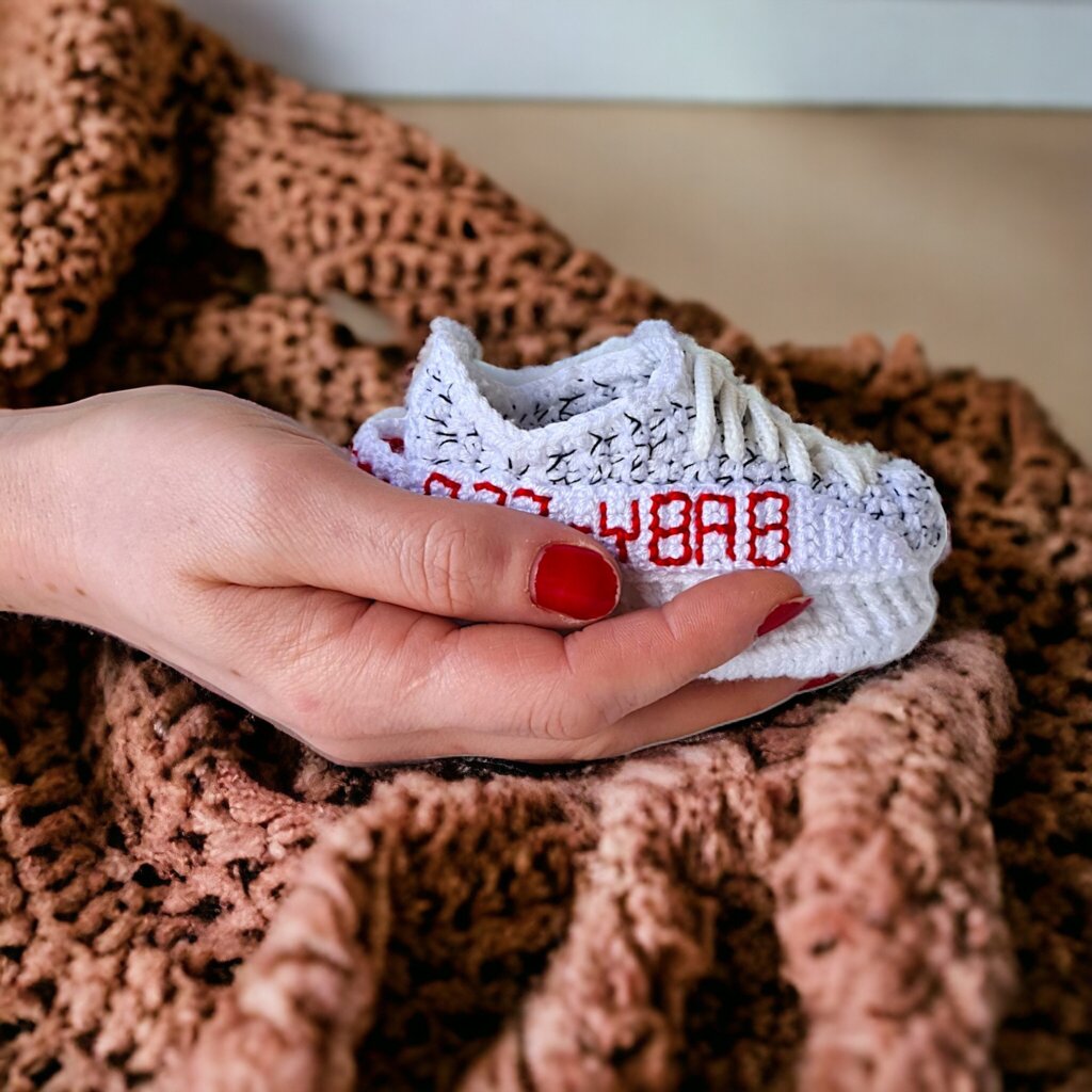 Custom Knit Baby Crochet Sneakers Booties - view 2 Custom Knit Baby Crochet Sneakers Booties - view 2