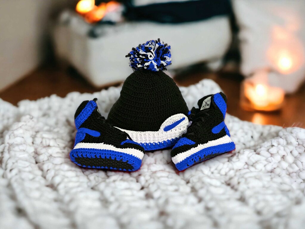 Crochet Baby Jordan Booties and Newborn Hat Set - view 2