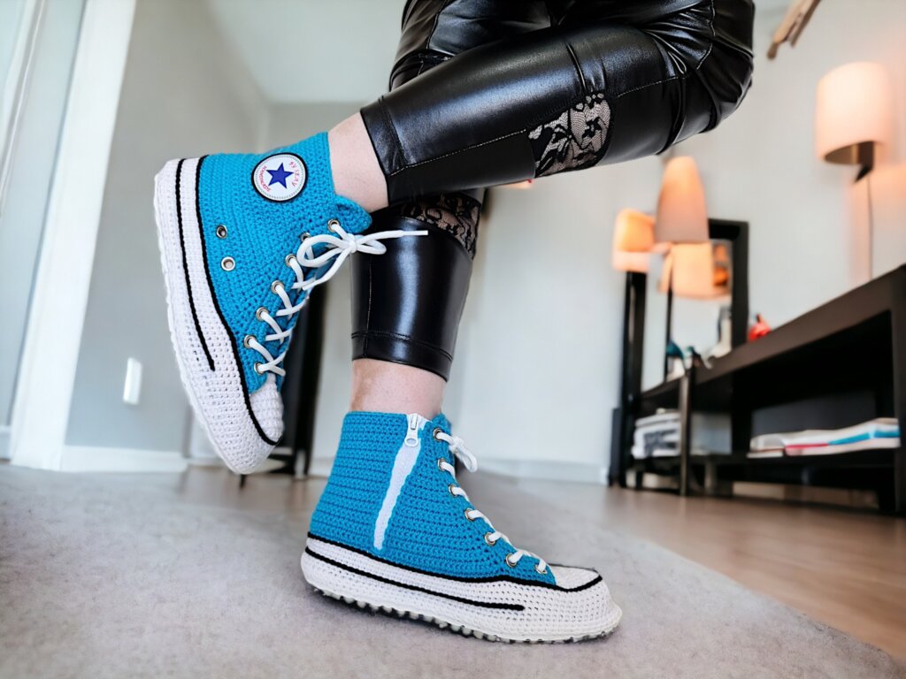 Crochet Converse-Style Knitted Slippers - view 2
