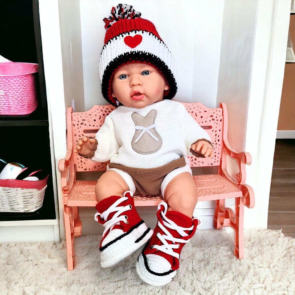 Custom Crochet Baby Booties & Beanie Set - view 2 Custom Crochet Baby Booties & Beanie Set - view 2