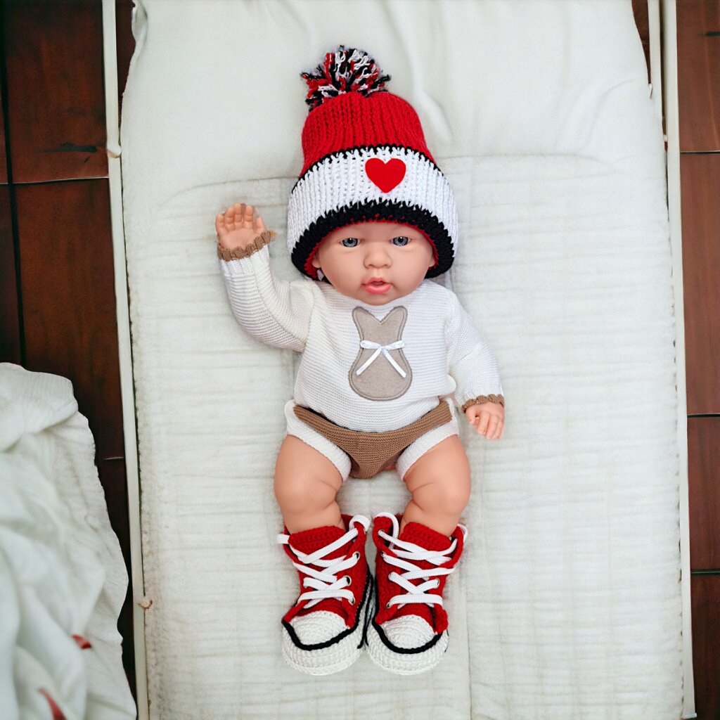 Custom Crochet Baby Booties & Beanie Set - view 3 Custom Crochet Baby Booties & Beanie Set - view 3
