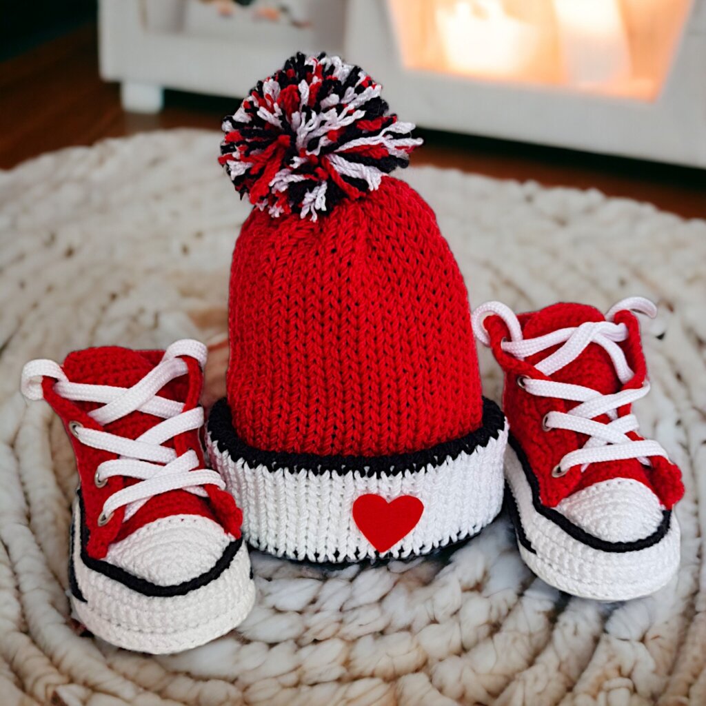 Custom Crochet Baby Booties & Beanie Set - view 4 Custom Crochet Baby Booties & Beanie Set - view 4