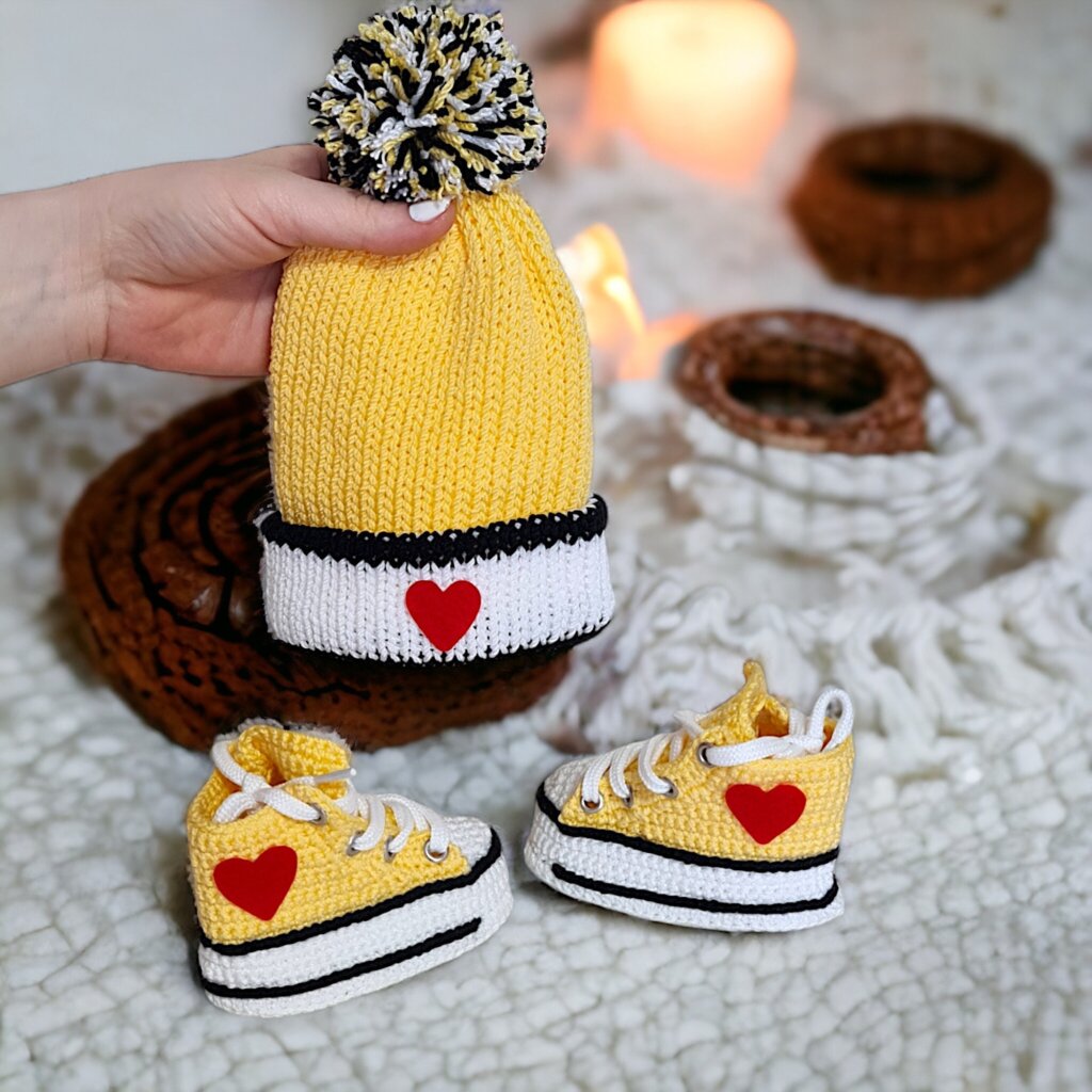 Organic Yellow Baby Booties - view 2