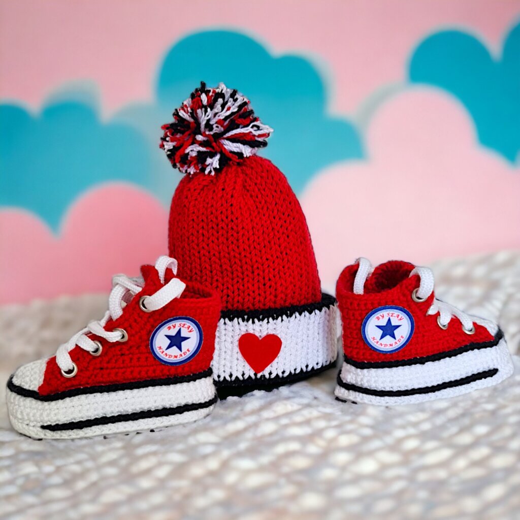 Custom Crochet Baby Booties & Beanie Set - view 5 Custom Crochet Baby Booties & Beanie Set - view 5