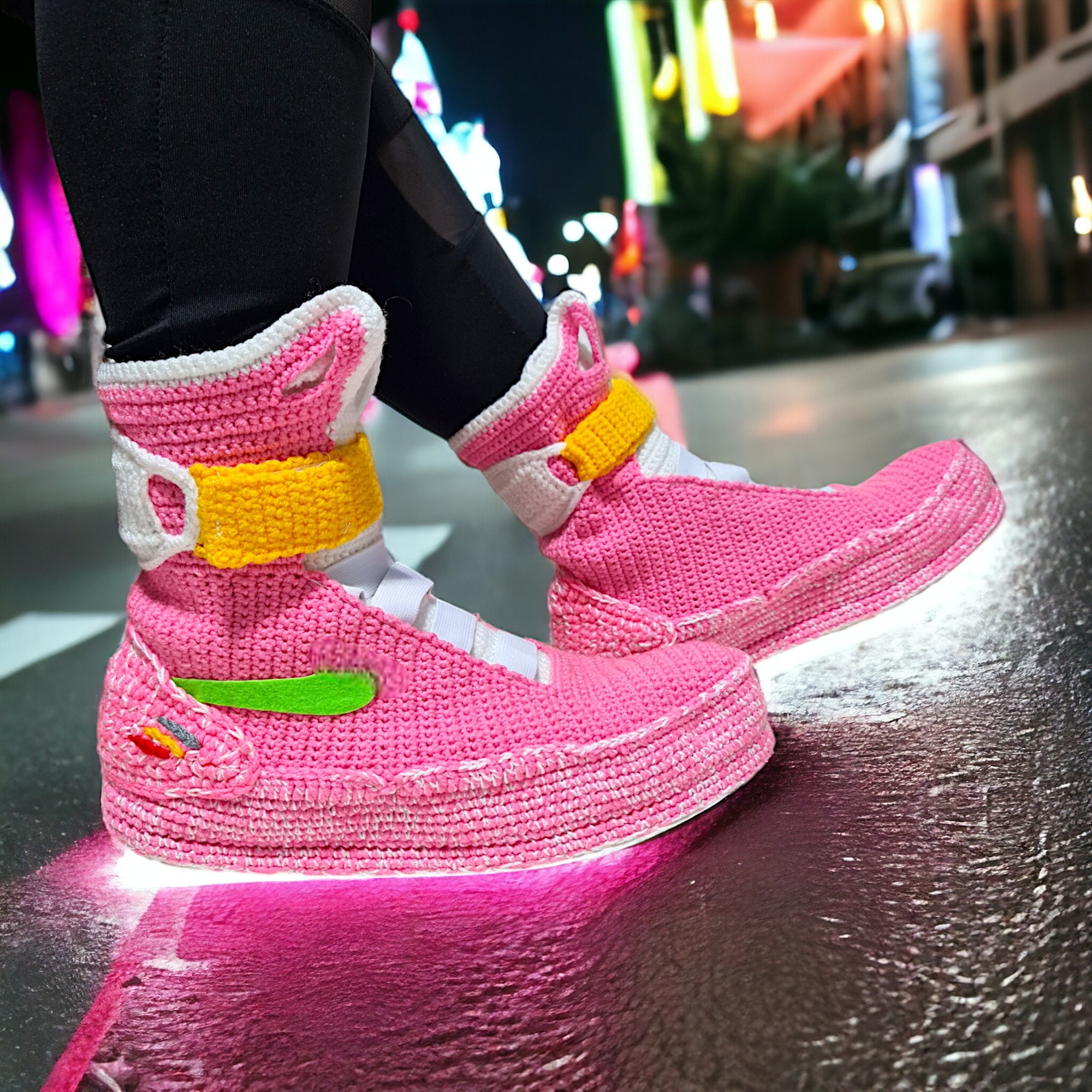 Air Mags Pink Marty McFly Shoes Back to the Future Flying Sneakers Plush Slippers Hoverboard Style Women House Custom Slippers Socks