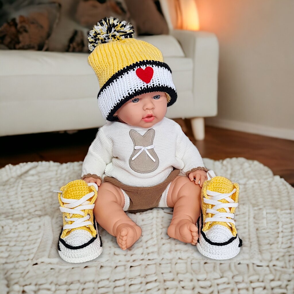 Organic Yellow Baby Booties - view 5