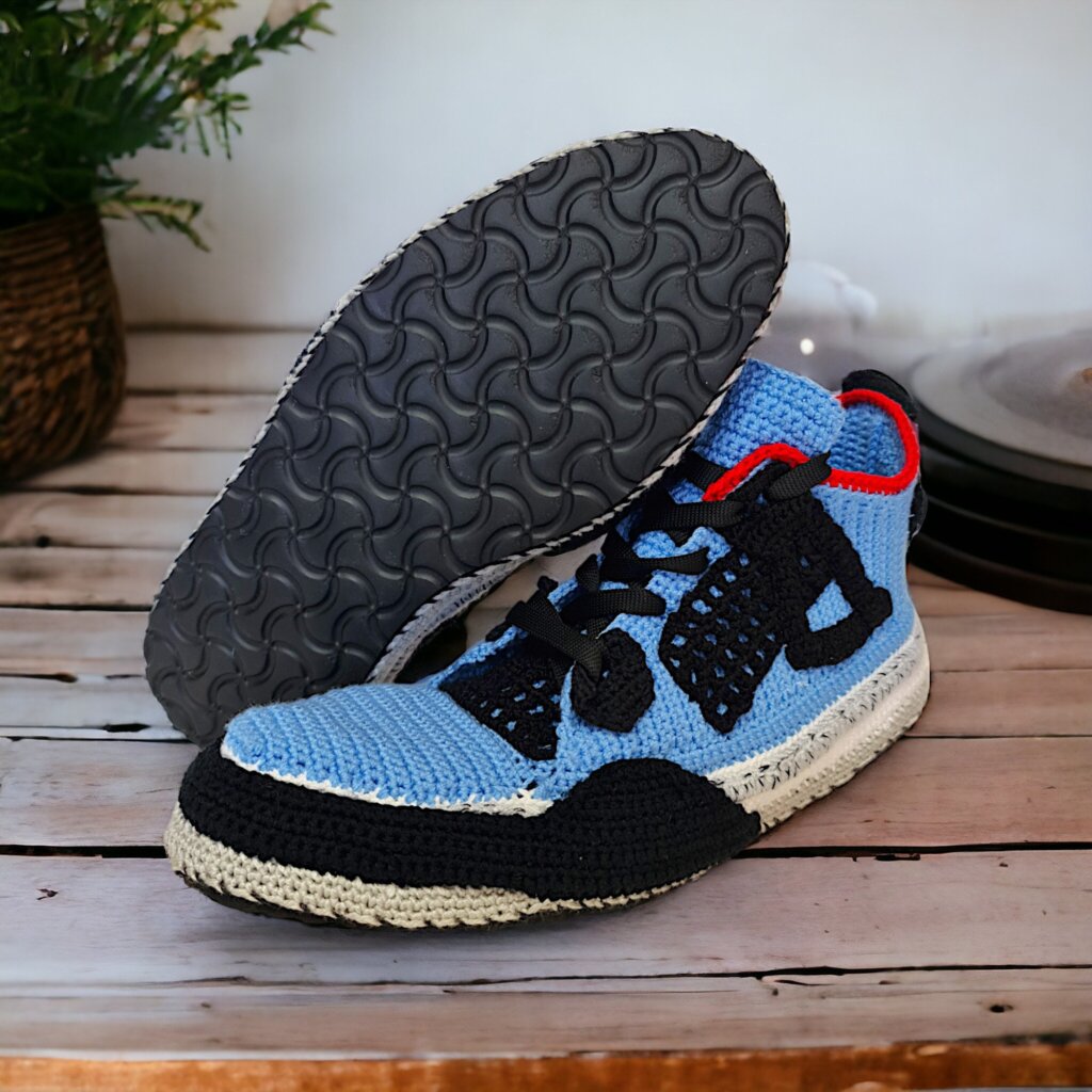 University Blue Retro Travis AJ4 Crochet Cactus Jordan Sneaker Slippers - view 3