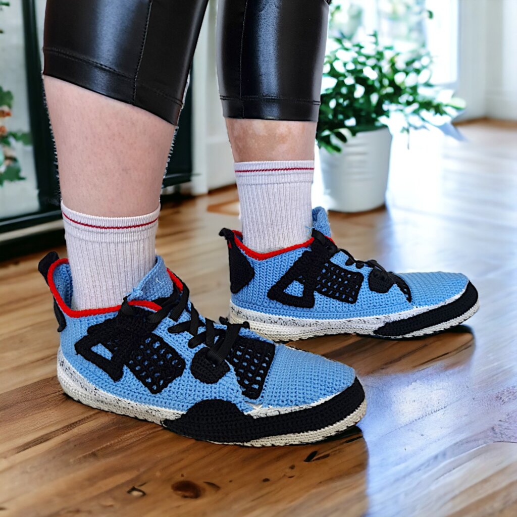 University Blue Retro Travis AJ4 Crochet Cactus Jordan Sneaker Slippers - view 4
