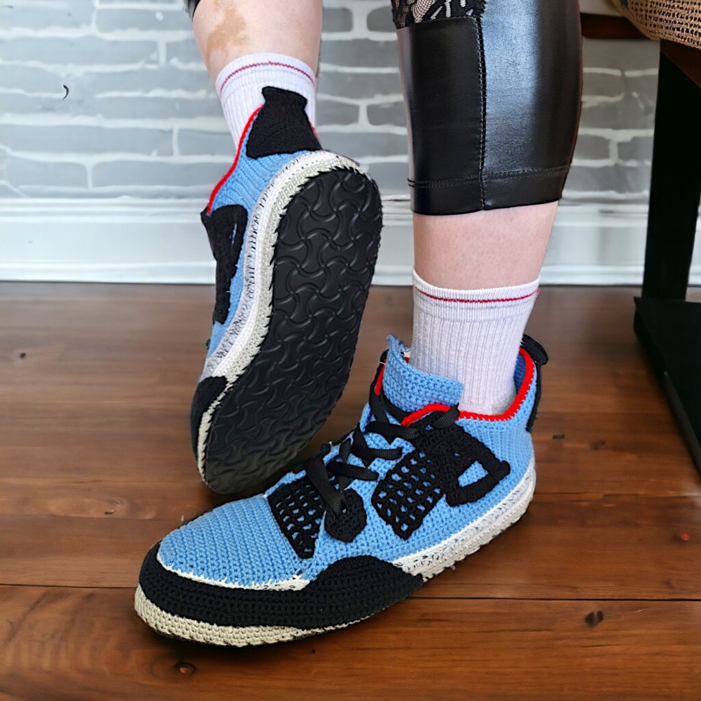 University Blue Retro Travis AJ4 Crochet Cactus Jordan Sneaker Slippers - view 5