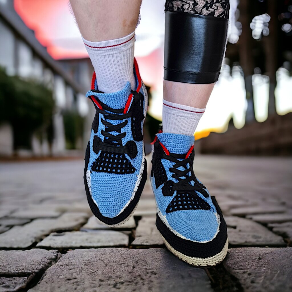 University Blue Retro Travis AJ4 Crochet Cactus Jordan Sneaker Slippers - view 2