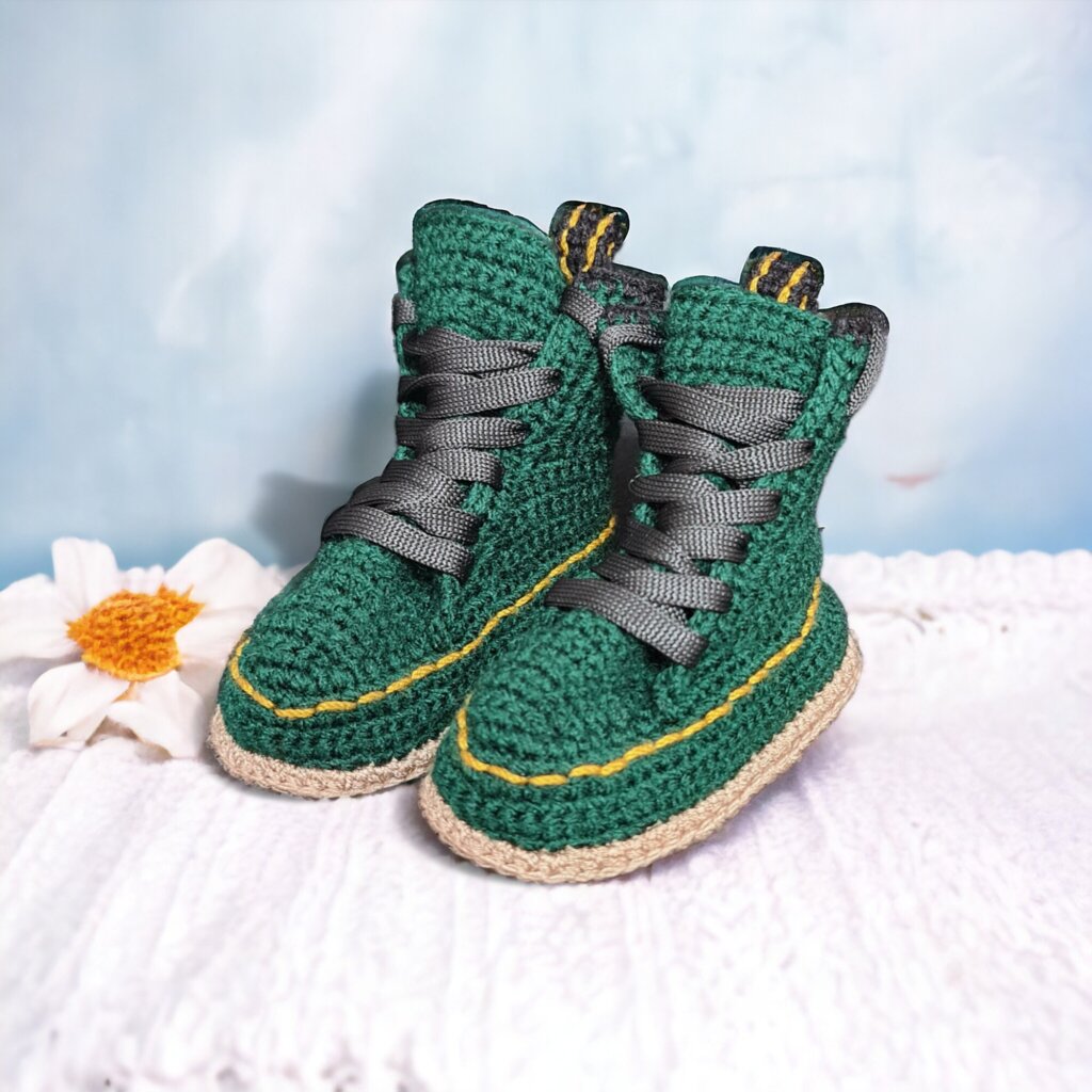 Green Baby Crochet Booties - view 2