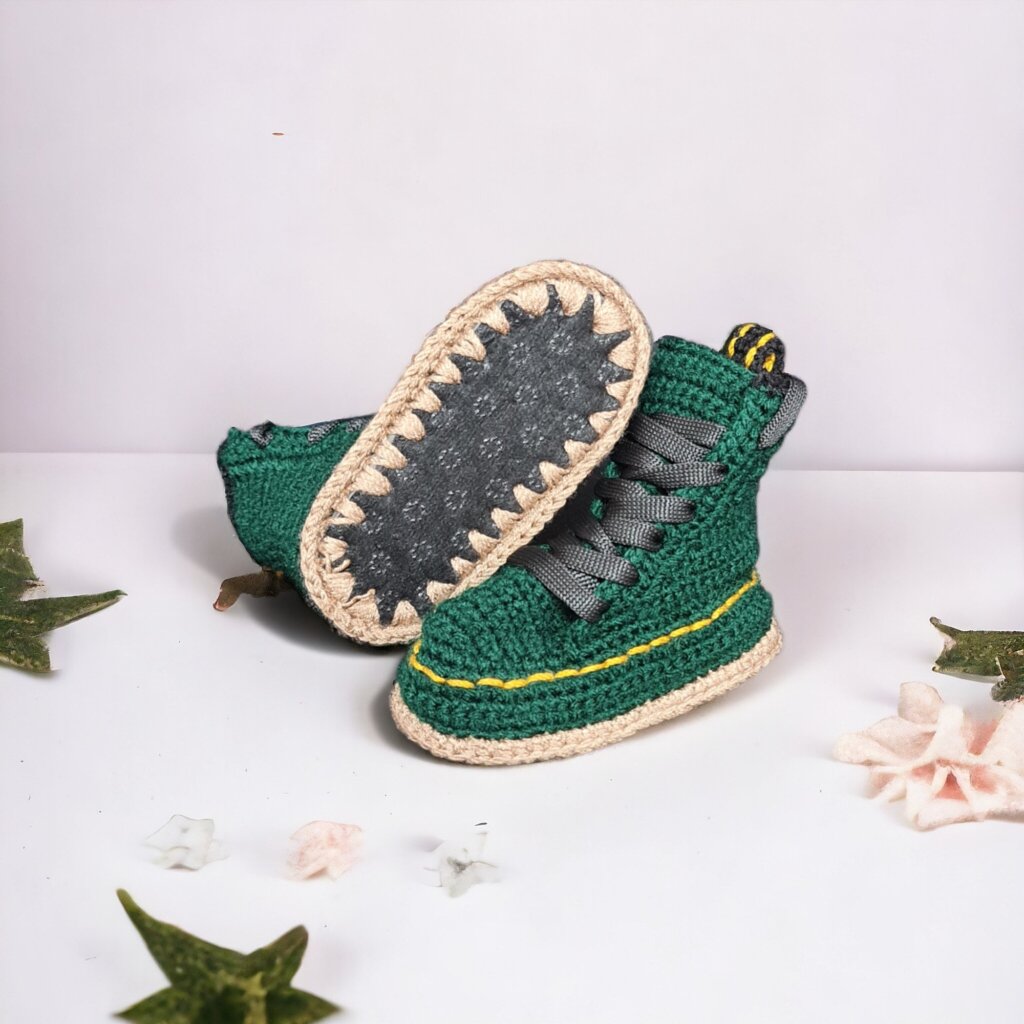 Green Baby Crochet Booties - view 4