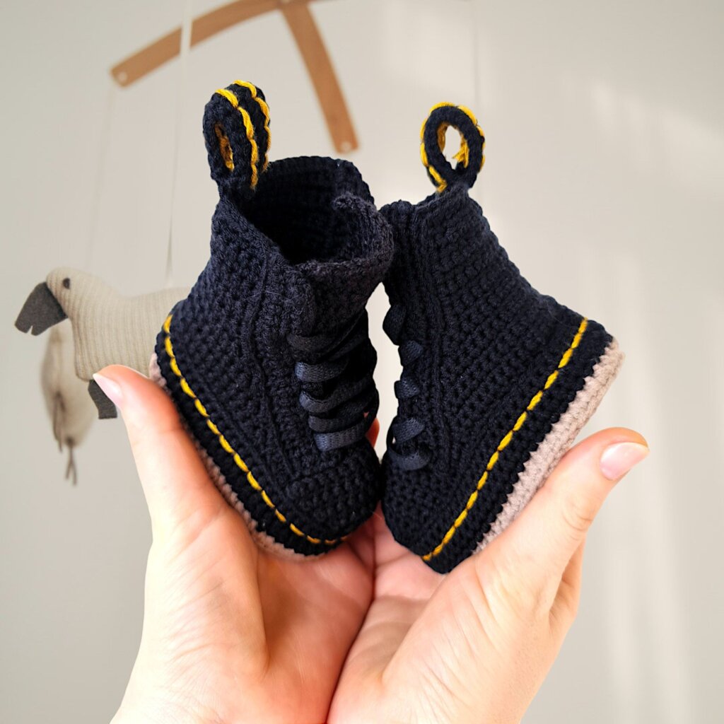 Crochet Classic British Boot Style Baby Booties - view 3 Crochet Classic British Boot Style Baby Booties - view 3