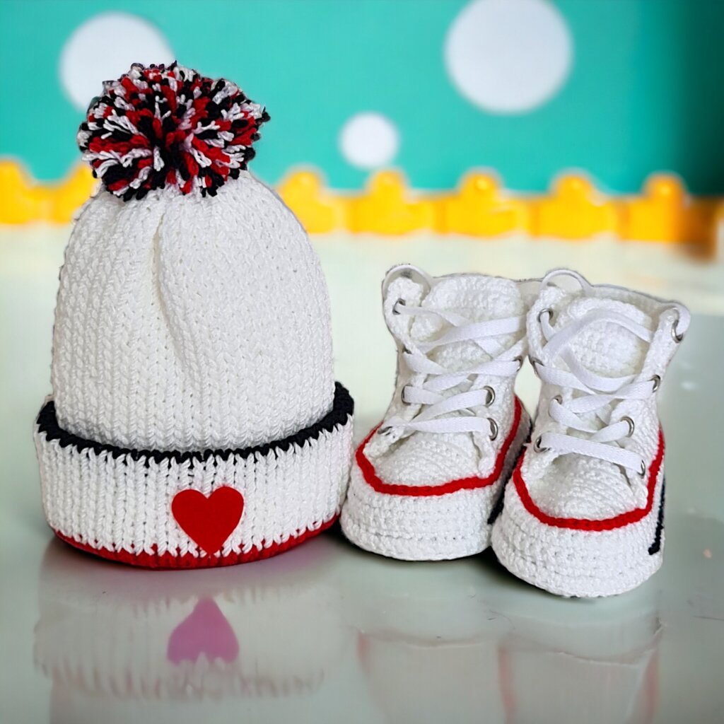 Custom Baby Hat Converse Booties Set - view 2