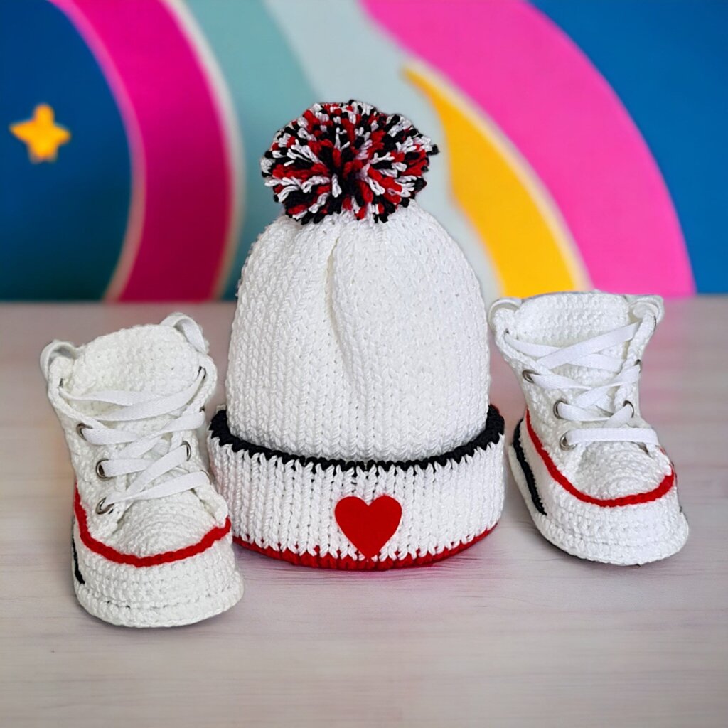 Custom Baby Hat Converse Booties Set - view 4