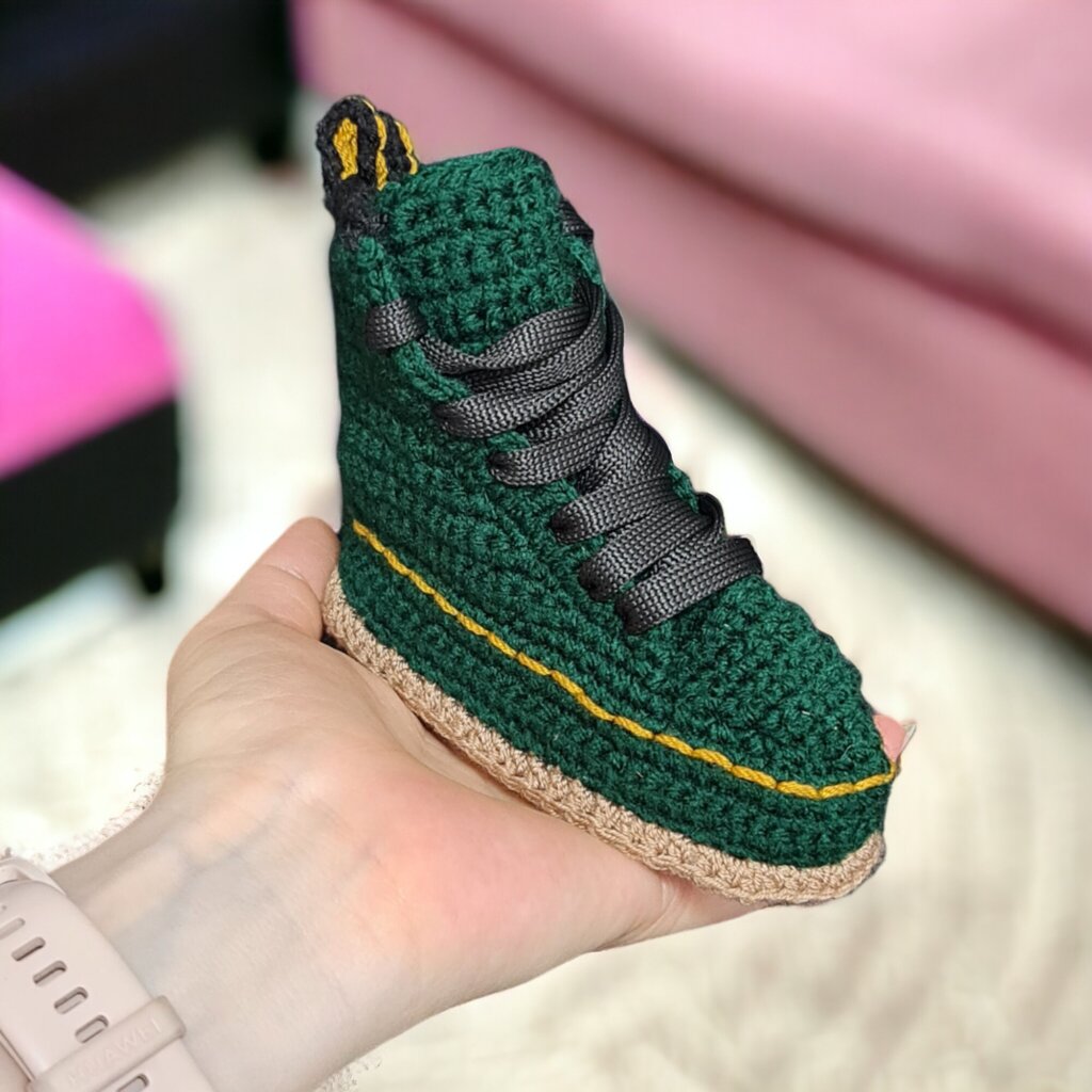 Green Baby Crochet Booties - view 3