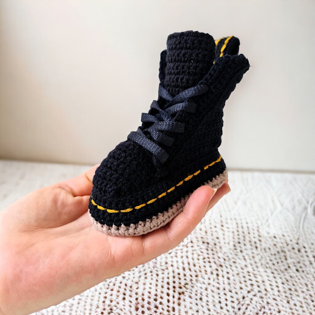 Crochet Classic British Boot Style Baby Booties - view 4 Crochet Classic British Boot Style Baby Booties - view 4