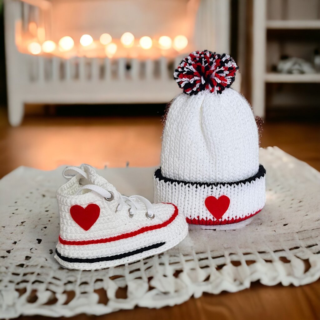Custom Baby Hat Converse Booties Set - view 3