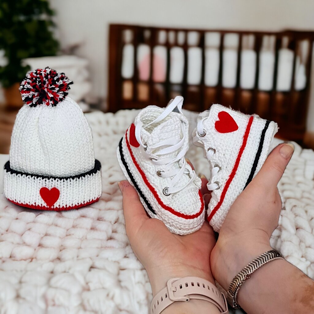 Custom Baby Hat Converse Booties Set - view 5