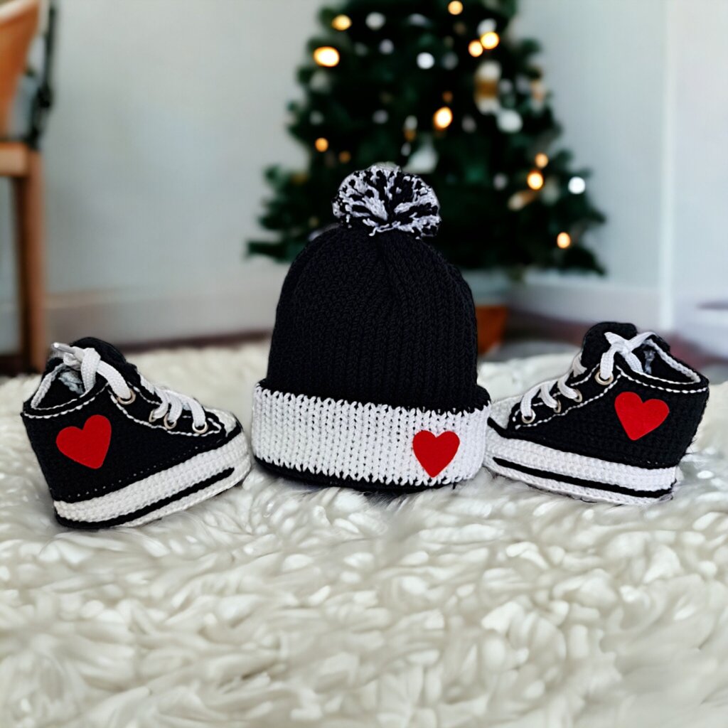 Personalized Baby Crochet Booties & Beanie Set - view 2