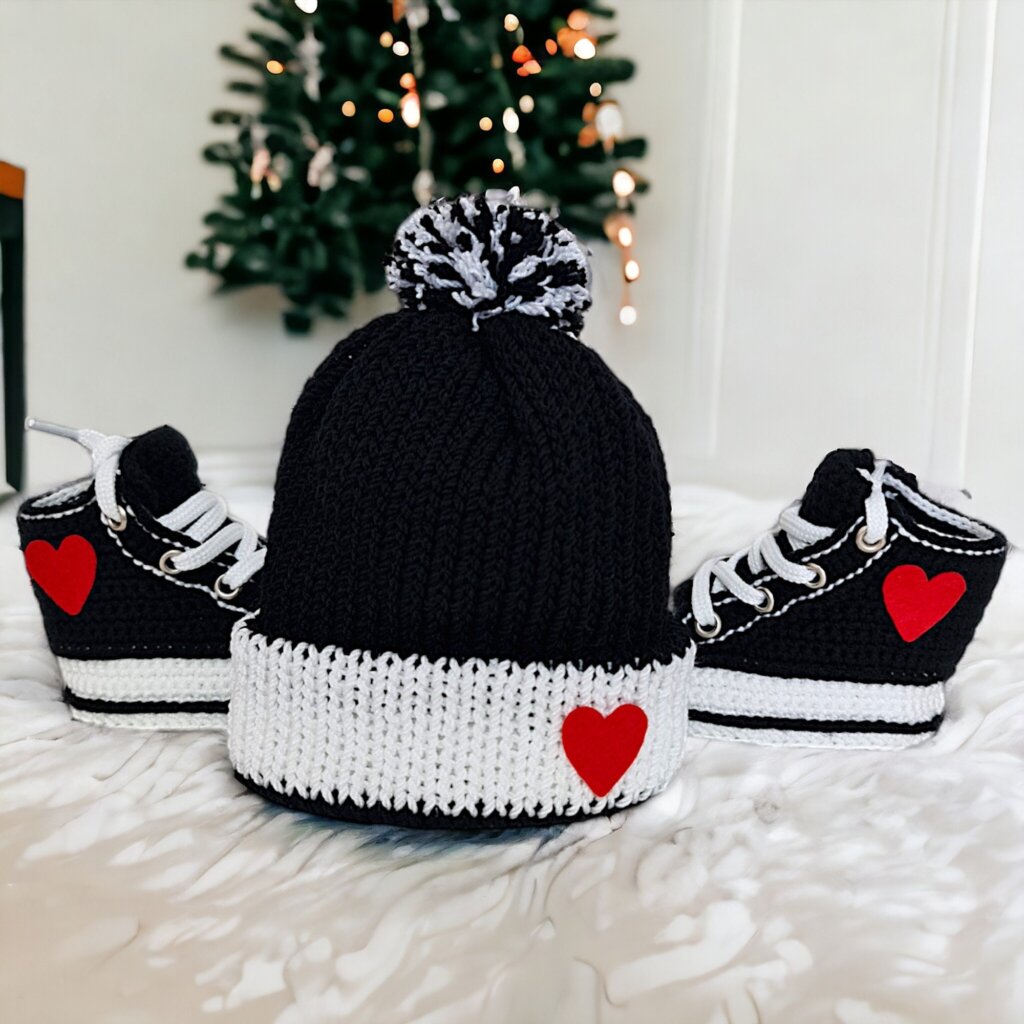 Personalized Baby Crochet Booties & Beanie Set - view 3