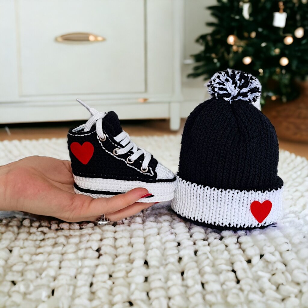 Personalized Baby Crochet Booties & Beanie Set - view 4