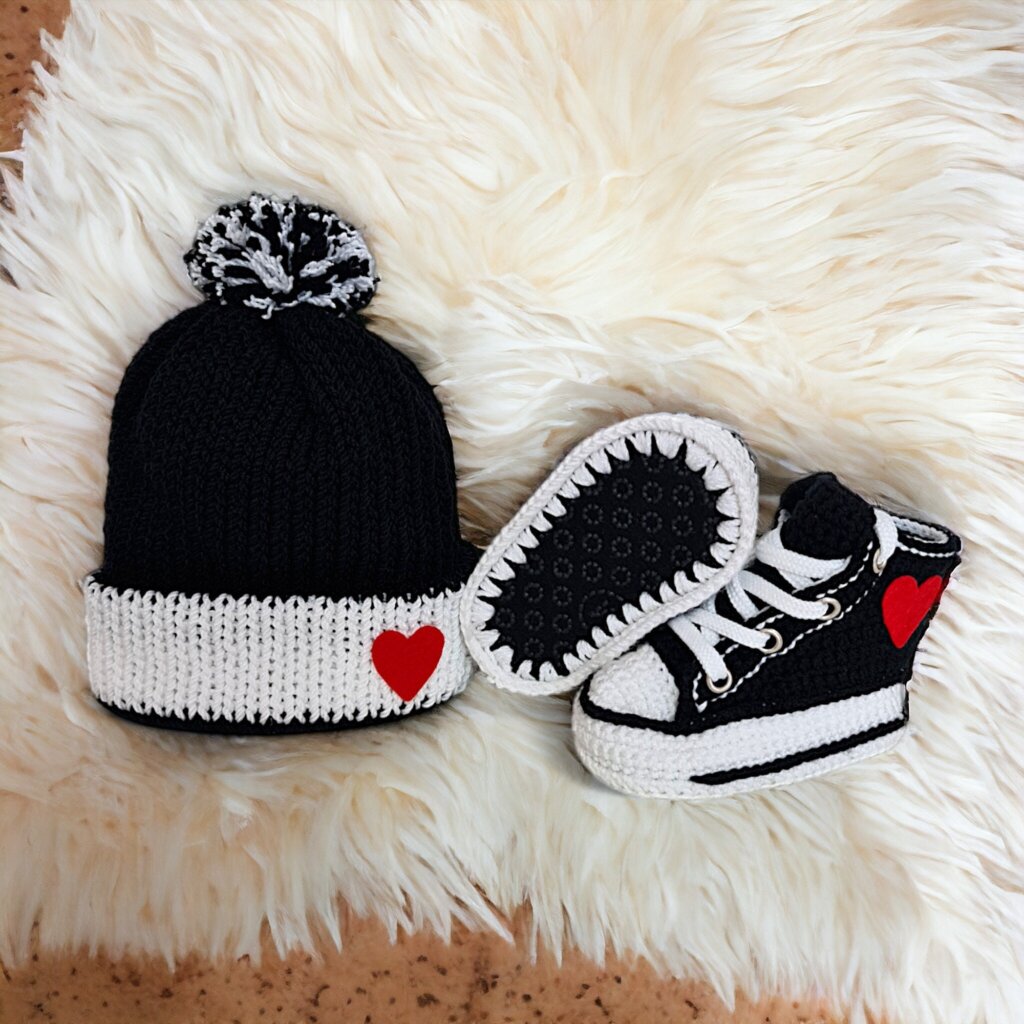 Personalized Baby Crochet Booties & Beanie Set - view 5