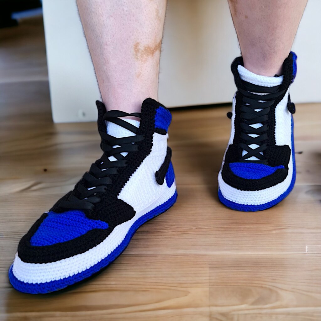Blue Jordan-style Custom Knitted Sneaker Slippers - view 5