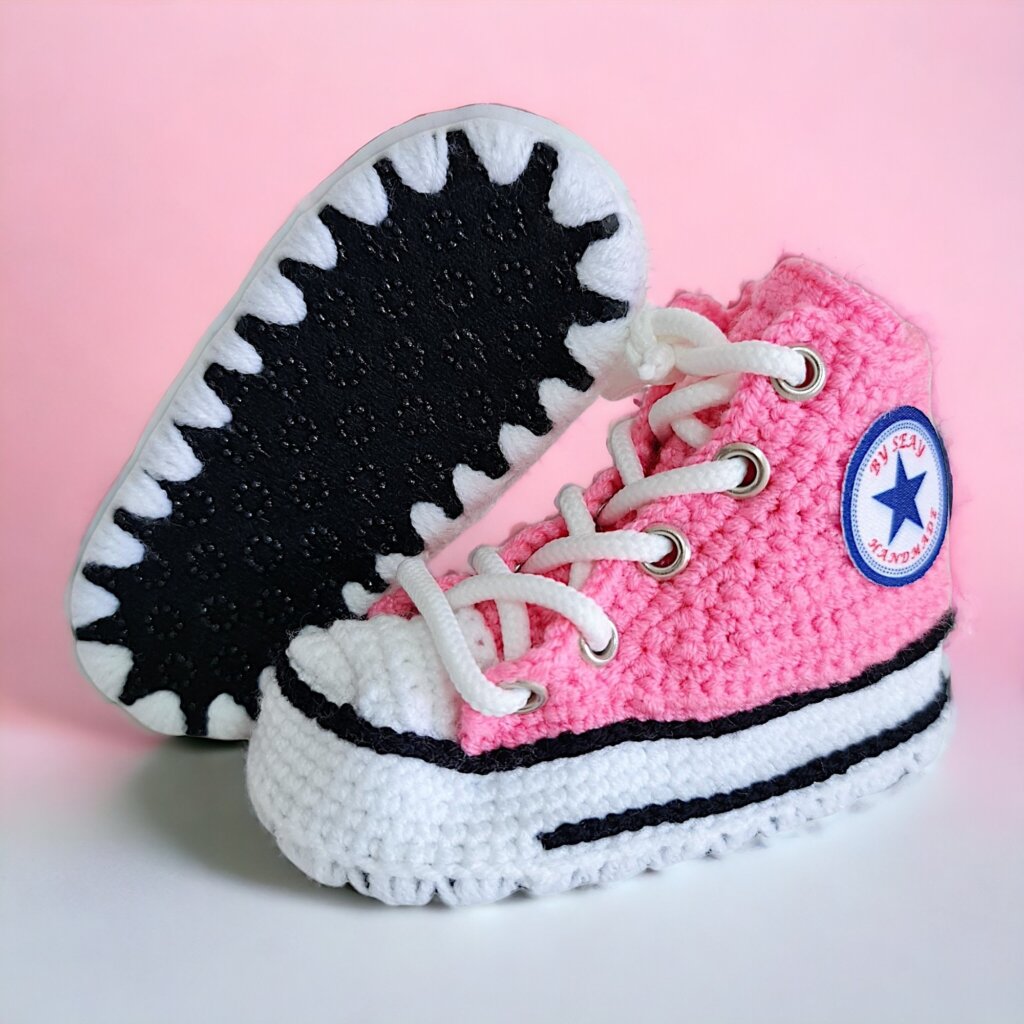 Girl Baby Crochet Pink Converse-Style Sneakers Booties - view 5
