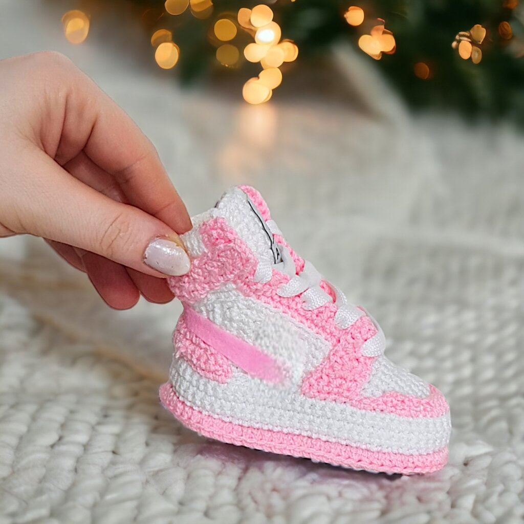 Crochet Baby Girl Jordan-Style Sneakers Booties - view 5