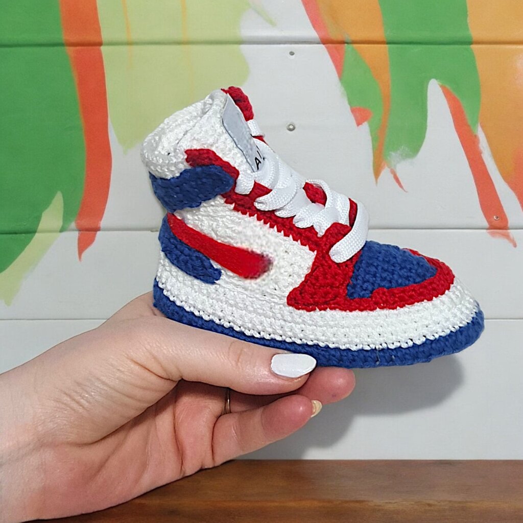 Custom Jordan-Style Navy Blue & Red Washington Basketball Team Baby Booties - view 5