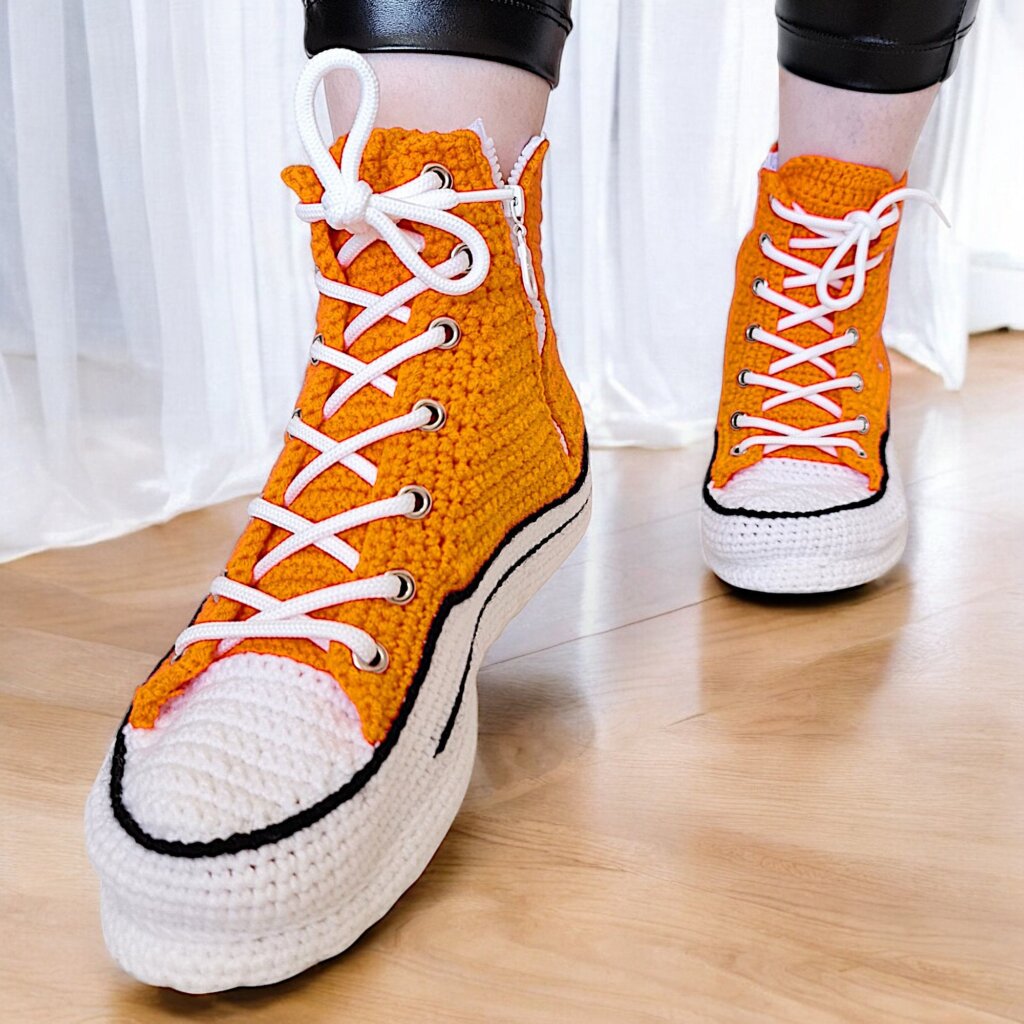 Orange Crochet Sneakers Style Slippers - view 4