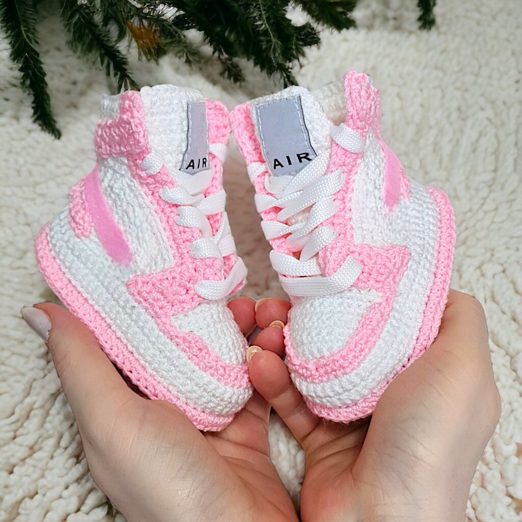 Crochet Baby Girl Jordan-Style Sneakers Booties - view 3