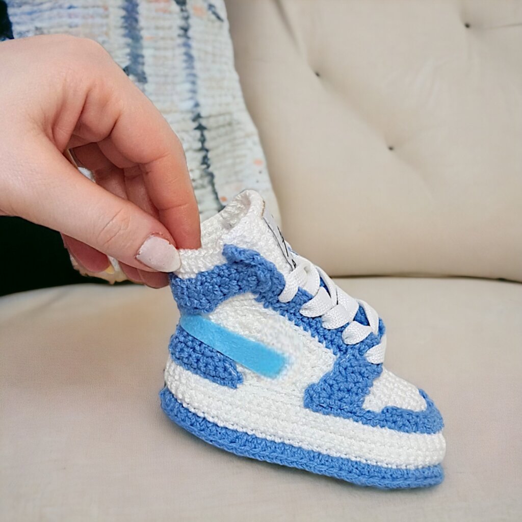 Crocheted Baby Boy Jordan-Style Basketball Sneakers - view 4 Crocheted Baby Boy Jordan-Style Basketball Sneakers - view 4
